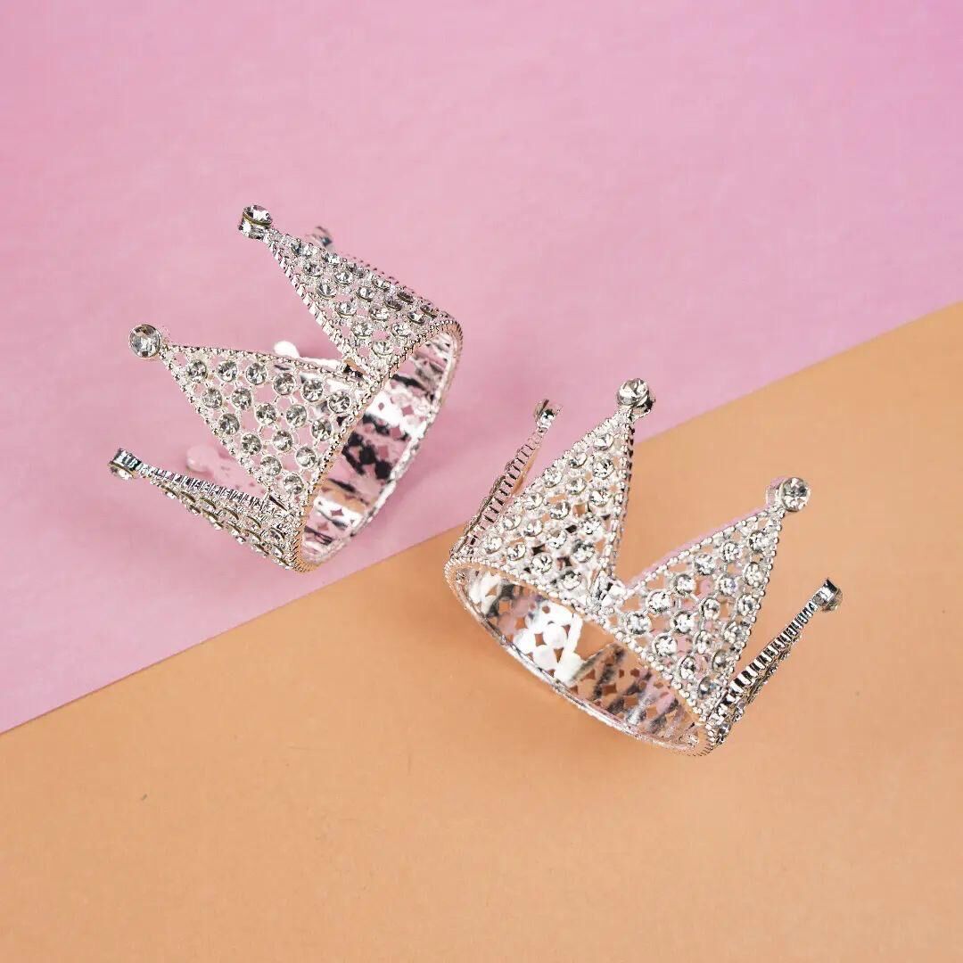 Gümüş İncili Mini Boy Pasta Tacı