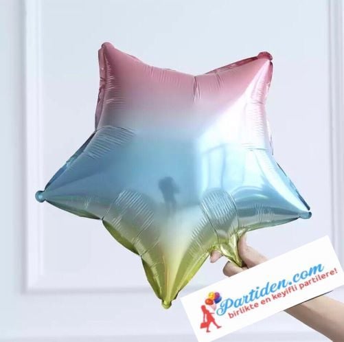 Gökkuşağı Yıldız Folyo Balon 1 Adet