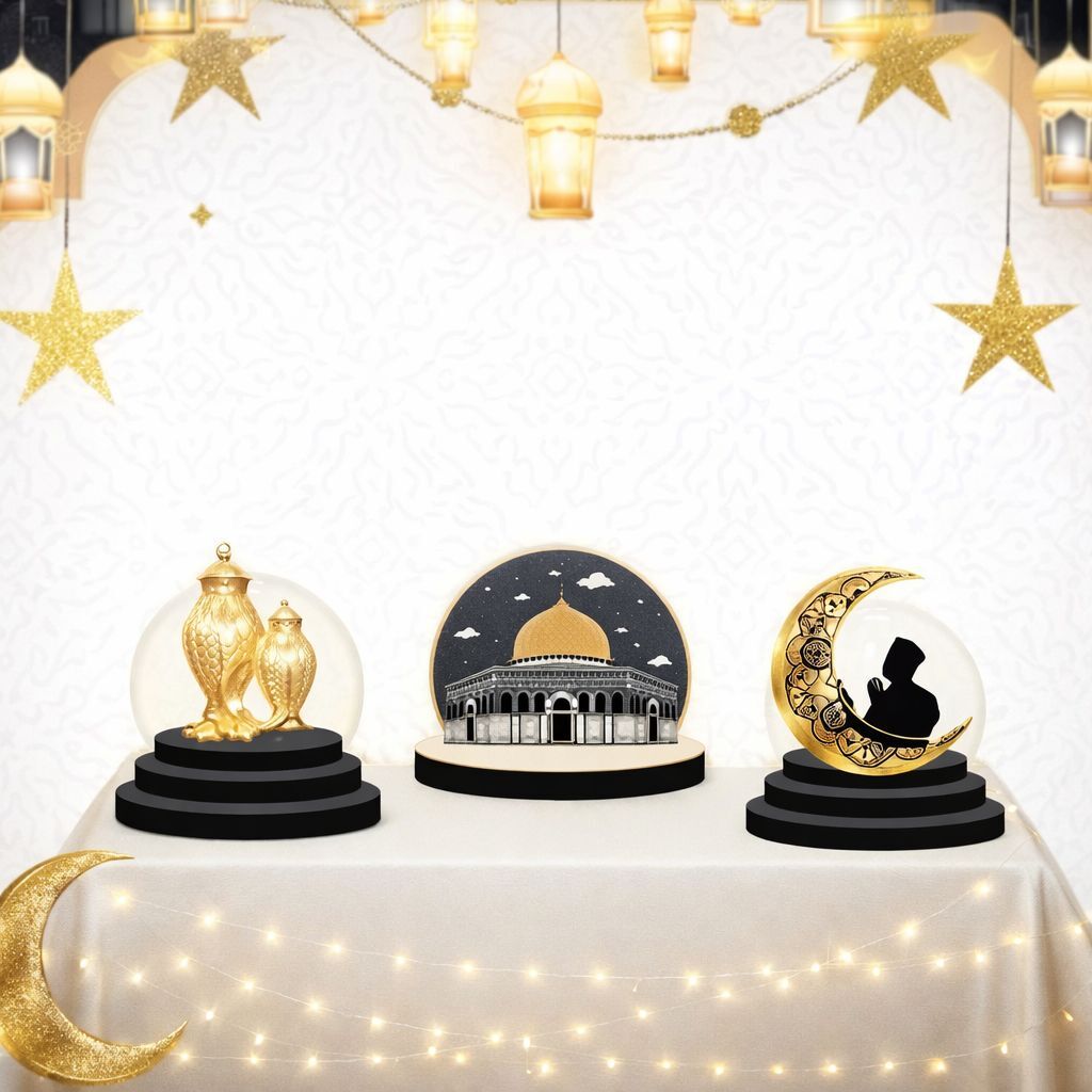 3'lü Siyah Masa Üstü Ramazan Dekor