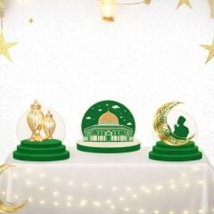 3'lü Yeşil Masa Üstü Ramazan Dekor