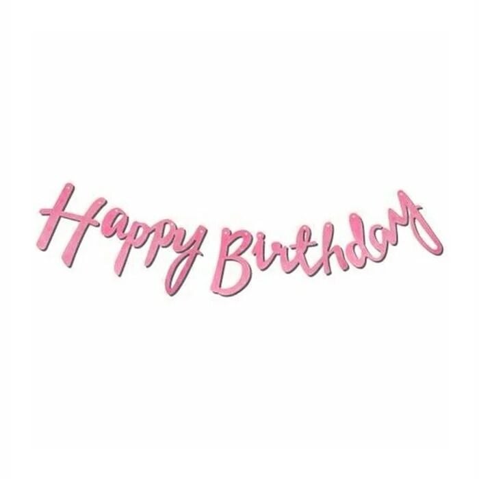 Pembe İtalik Happy Birthday Yazısı