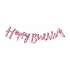 Pembe İtalik Happy Birthday Yazısı