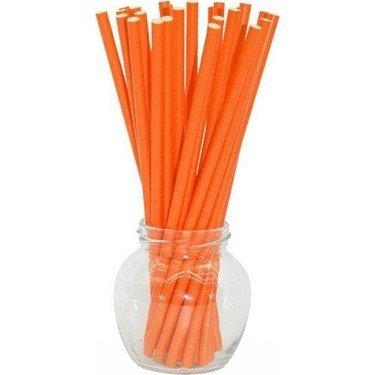 Turuncu Kağıt Pipet 24 Adet
