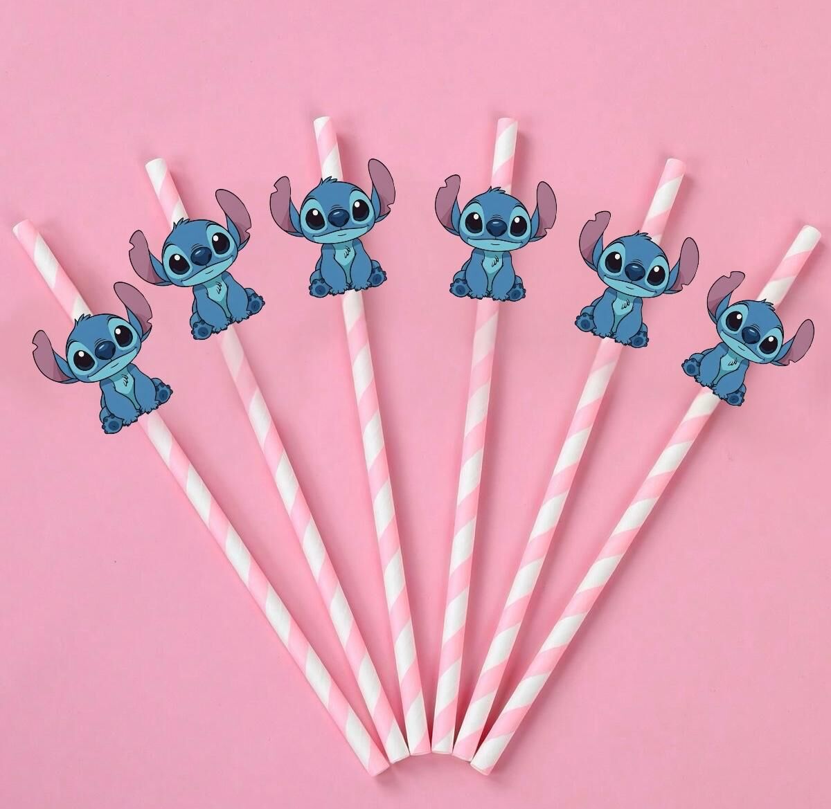 Stitch Fiğürlü Kağıt Pipet 10 Adet