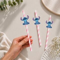 Stitch Fiğürlü Kağıt Pipet 10 Adet