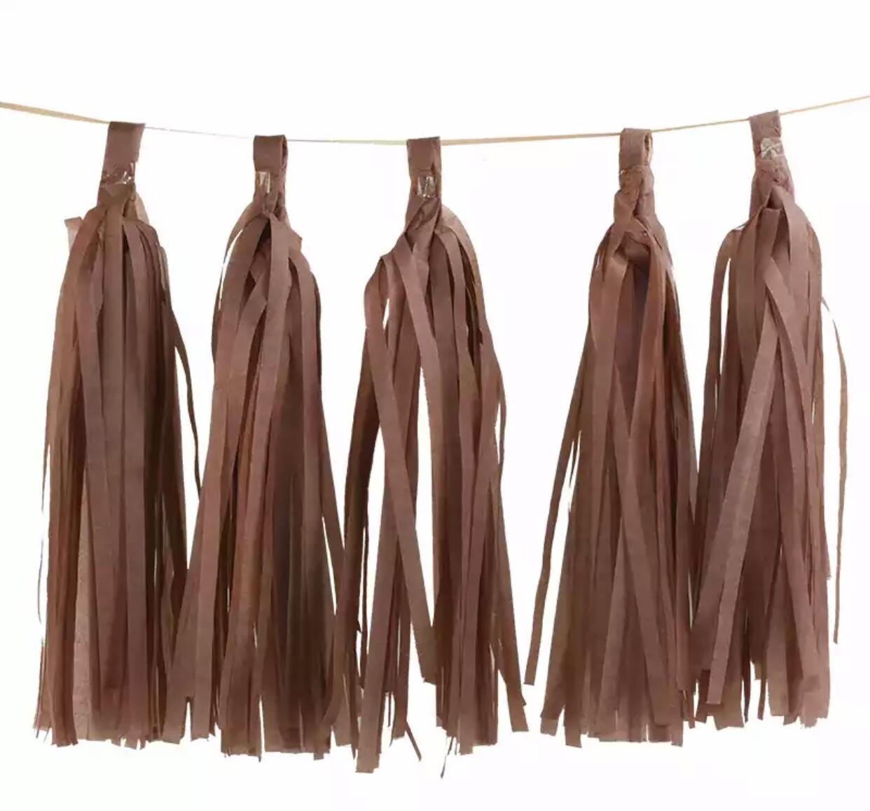 Kahve Kağıt Sıralı Püskül 5 Adet