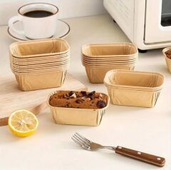 Dikdörtgen Kraft Muffin Kalıbı 30 Adet