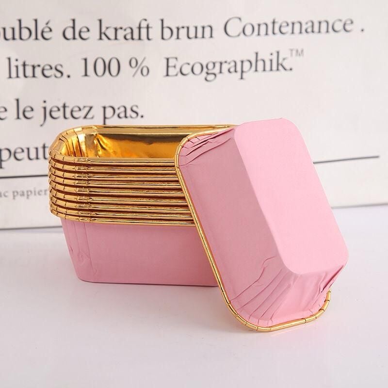 Dikdörtgen Pembe Folyo Muffin Kalıbı 30 Adet