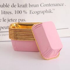 Dikdörtgen Pembe Folyo Muffin Kalıbı 30 Adet