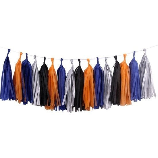 Lacivert Gümüş Turuncu Siyah Püskül Kit