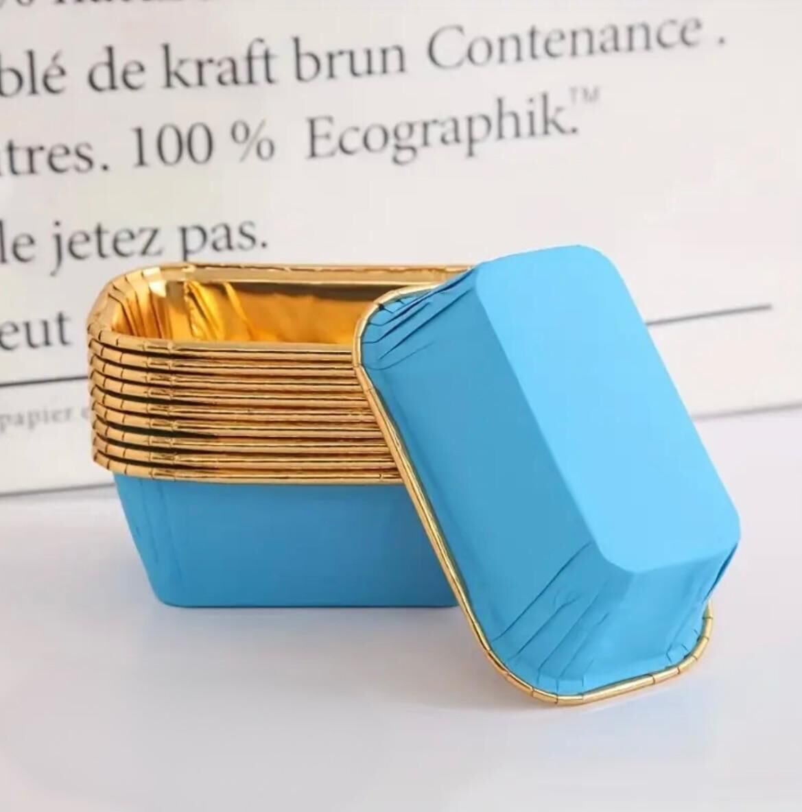 Dikdörtgen Mavi Folyo Muffin Kalıbı 30 Adet