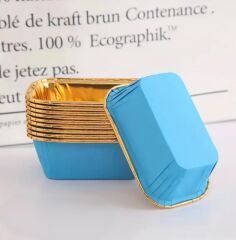 Dikdörtgen Mavi Folyo Muffin Kalıbı 30 Adet