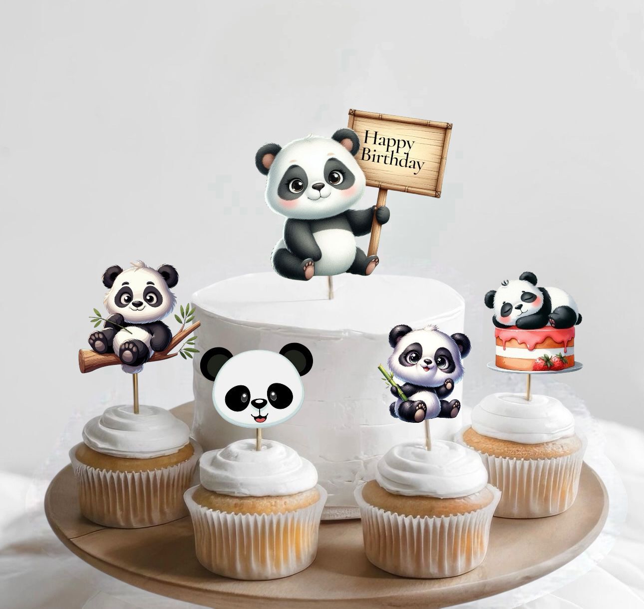 Panda Cake Topper Set