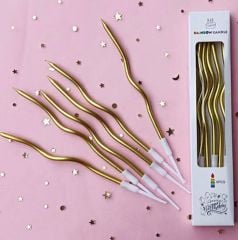 Gold Kıvrık Spiral Pasta Mumu 6 Adet