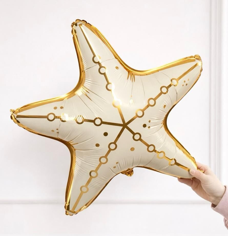 Krem Deniz Yıldızı Folyo Balon