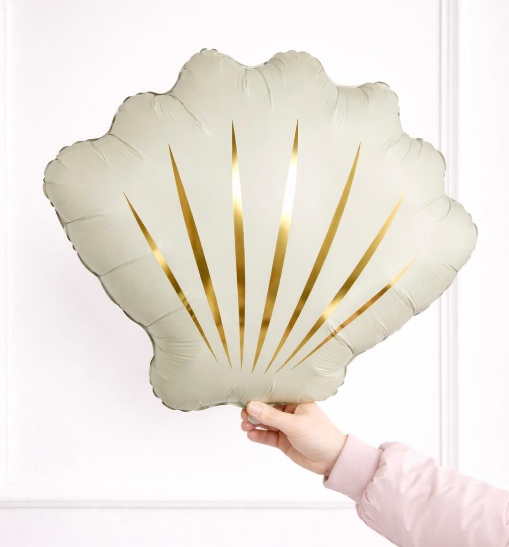Krem Midye Deniz Kabuğu Folyo Balon