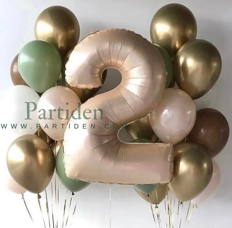 Krem Altın Balon Demeti